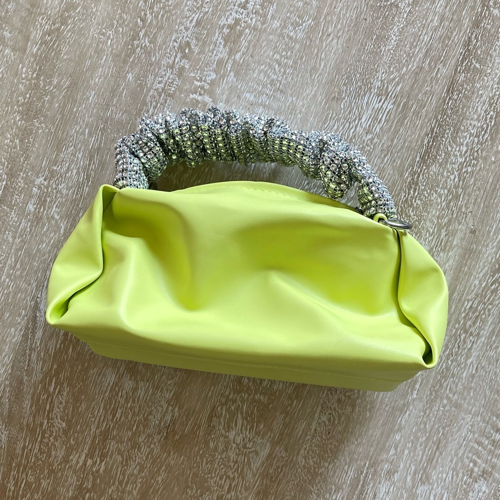 Neon Green Mini Purse Rhinestone Handle